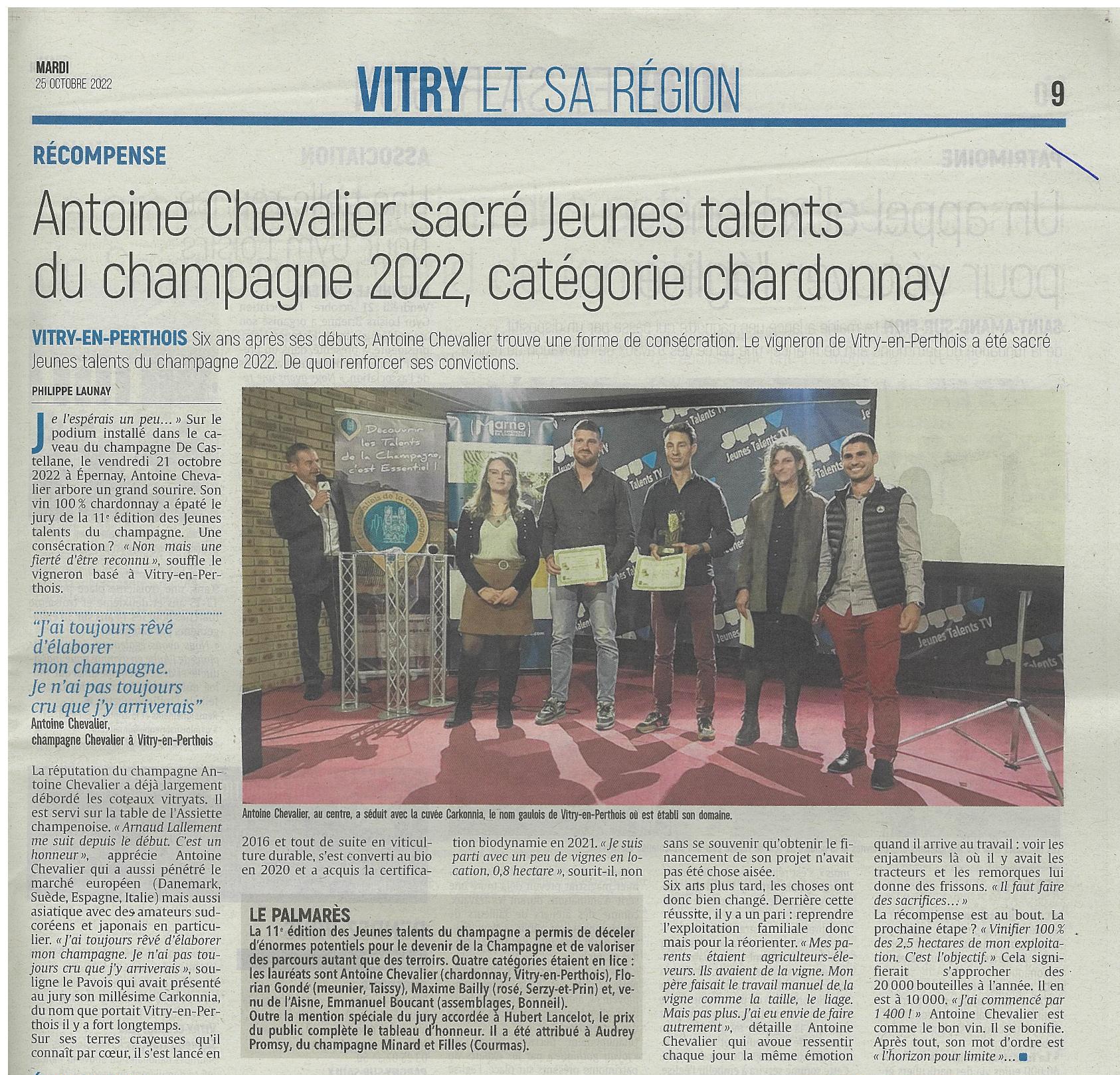 Antoine Chevalier sacré JTC, catégorie Chardonnay